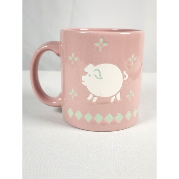 Vintage Waechtersbach Pink Pig Mug W. Germany Double Sided 12 Ounce - Picture 1 of 7